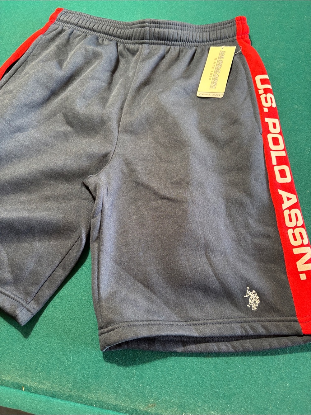 U.S. Polo Assn. NWT Gray Athletic Shorts with Red Side Stripe , M , $17